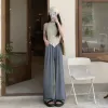 The grey wide-leg pants with a drape for women's suit material make them look taller and slimmer, and are suitable for commuting and casual wear details Picture